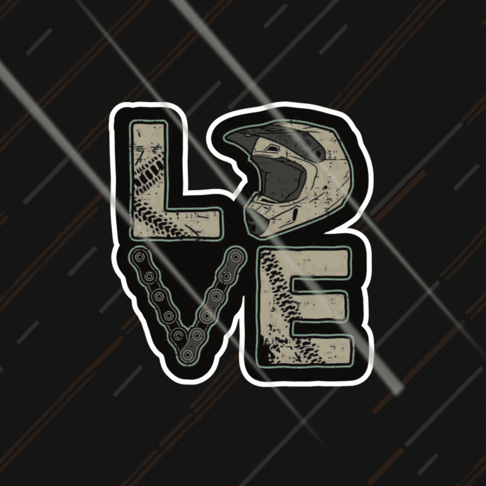 LOVE waterproof sticker for motorcycle car laptop - biker romantic heart helmet chain design vinyl decal India