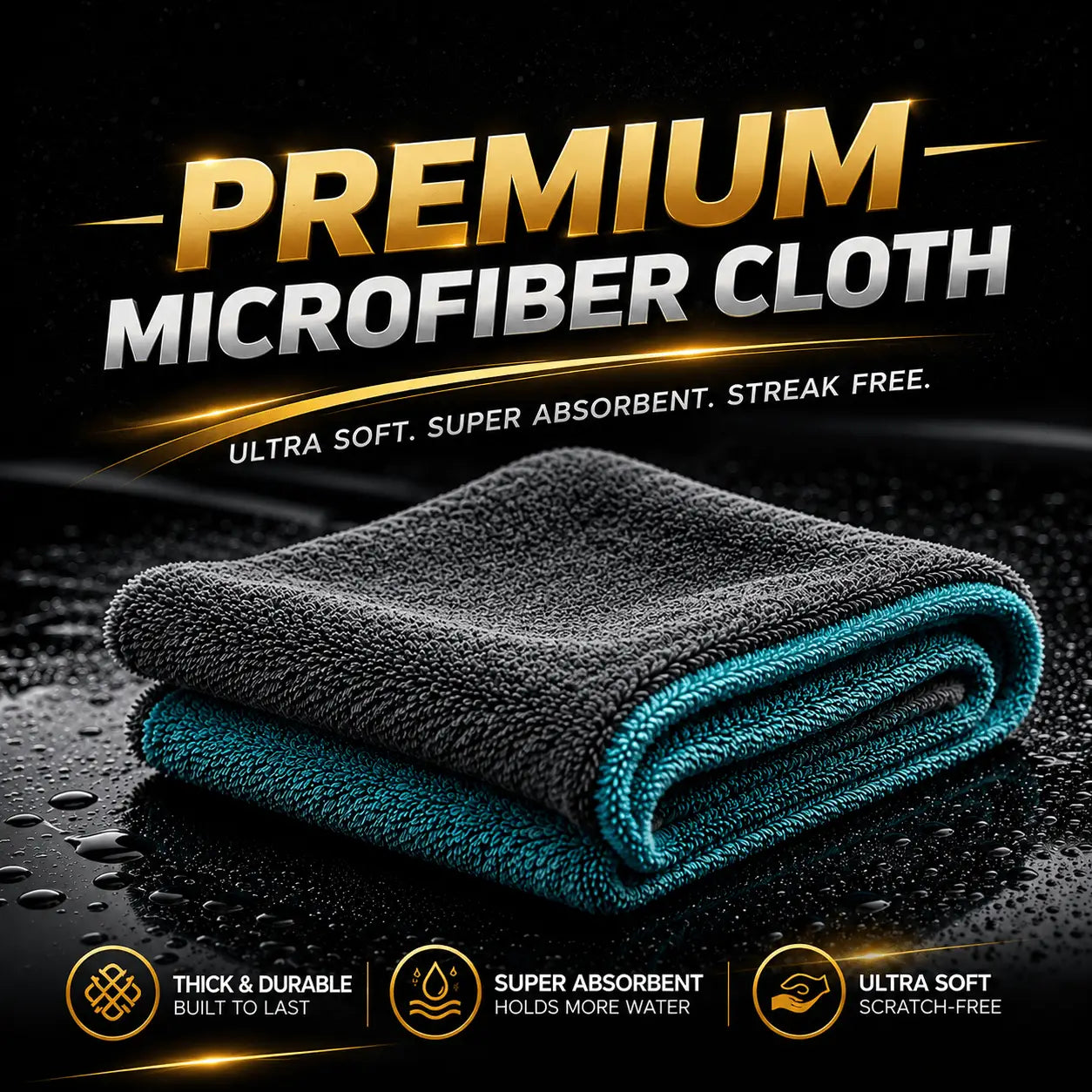 Premium microfiber cloth for bike and car in grey and aqua – Motohomies