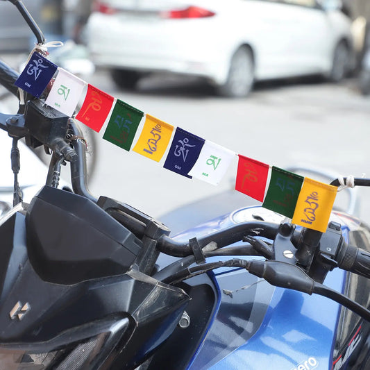 Om Mani Padme Hum Velvet Prayer Flags for Bike, Car & Home