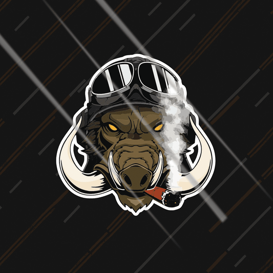 Hog Rider bike sticker boar head with goggles motorcycle stickers India car sticker Motohomies