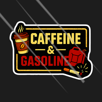 Caffeine and Gasoline waterproof sticker for motorcycle car laptop - biker rider design vinyl decal India