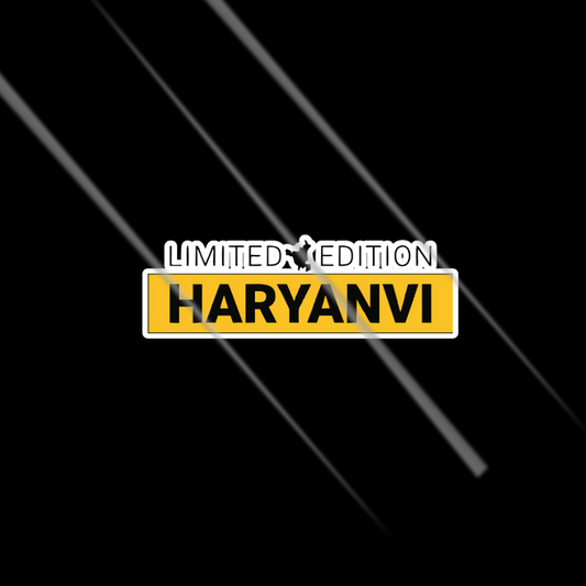 Yellow 'Haryanvi' sign with 'Limited Edition' text on a black background