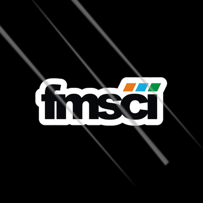 Sticker with 'fmsci' text on a black background