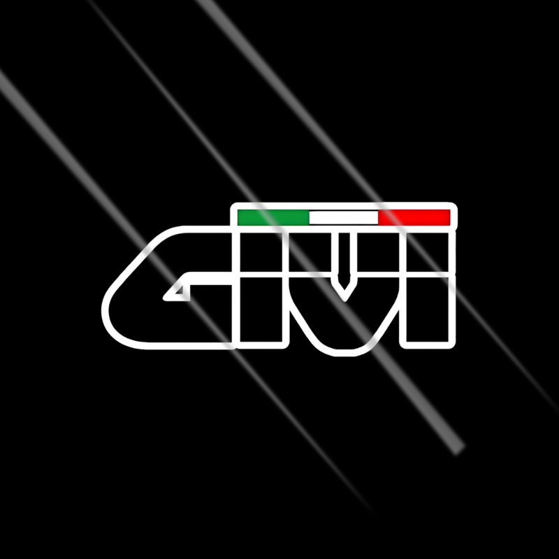 GIVI logo sticker on a black background with diagonal lines