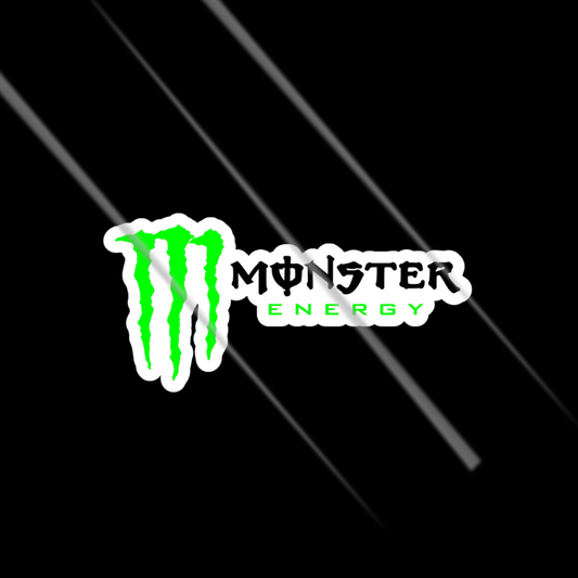 Monster Energy logo sticker on a black background with green and white design