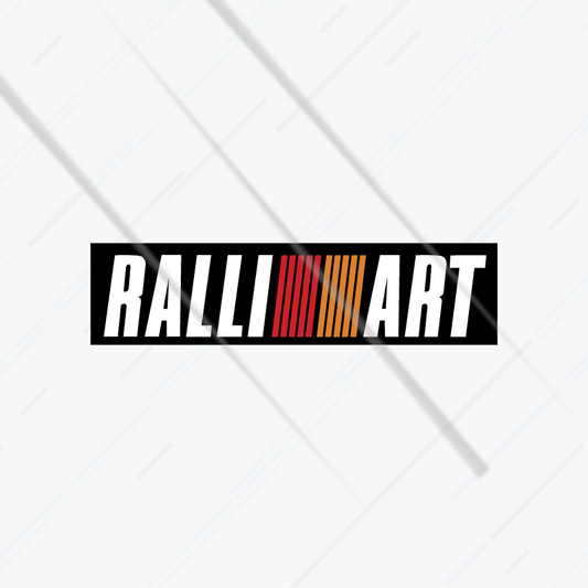 RALLI ART logo sticker with colorful bars on a white background