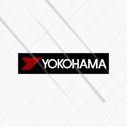 Yokohama sticker on a white background with diagonal lines