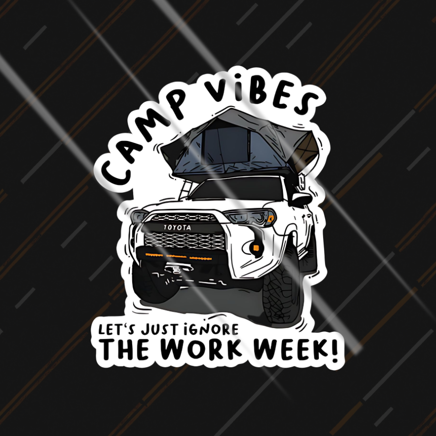 Camp Vibes bike sticker car motorcycle camping outdoor adventure tent vinyl India Motohomies