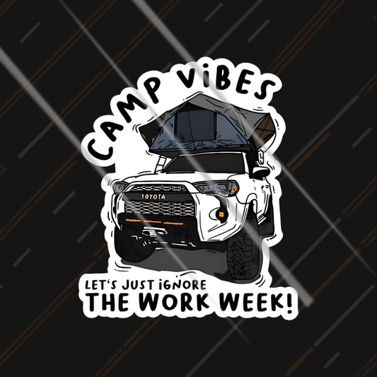 Camp Vibes bike sticker car motorcycle camping outdoor adventure tent vinyl India Motohomies