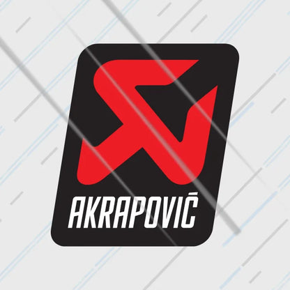 Akrapovic exhaust reflective sticker 3 inch glowing under headlights at night
