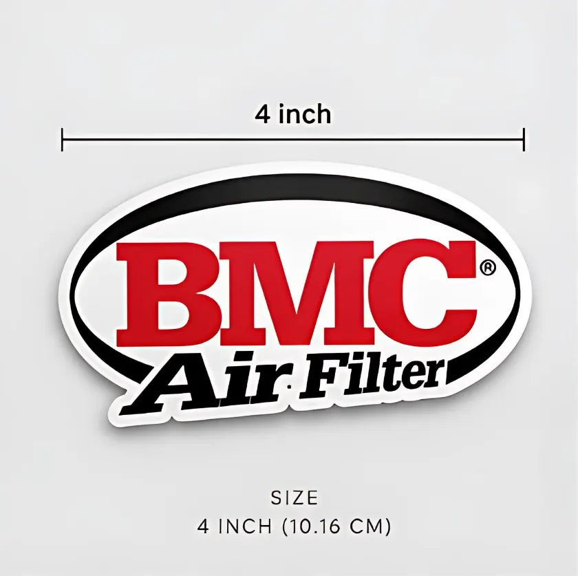 BMC Air Filter sticker size chart 4 inch 10 cm for bikes and cars