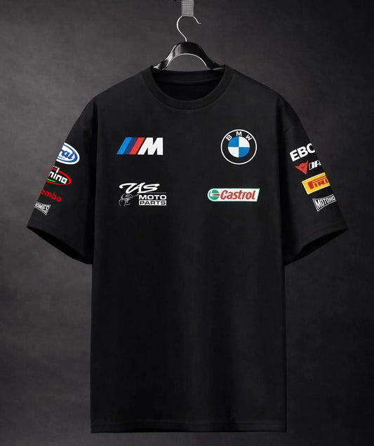 BMW oversized t shirt front motorsport racing graphic black biker streetwear India