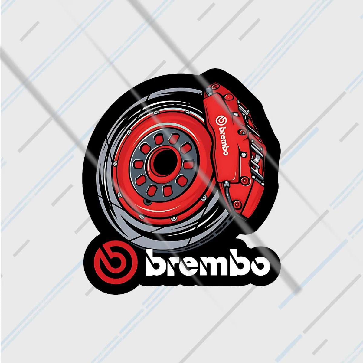Brembo brake caliper reflective sticker 3 inch glowing at night
