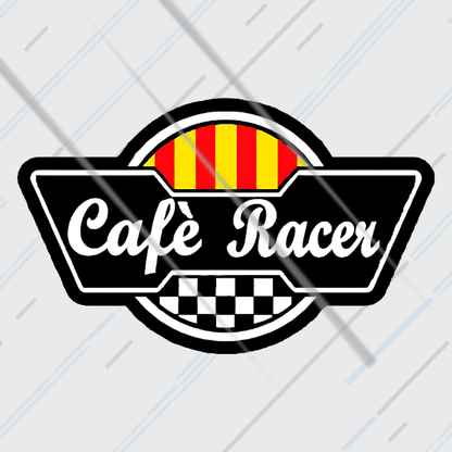 Cafe Racer reflective sticker glowing under headlights for night riding on motorcycle