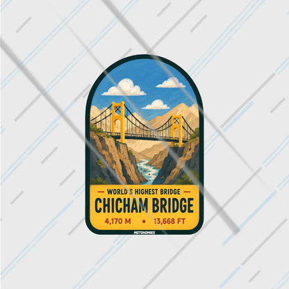Chicham Bridge travel badge reflective sticker 3 inch glowing under headlights at night