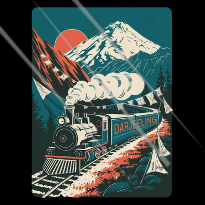 Darjeeling toy train travel waterproof vinyl sticker for bikes cars and laptops Himalayan design decal Motohomies