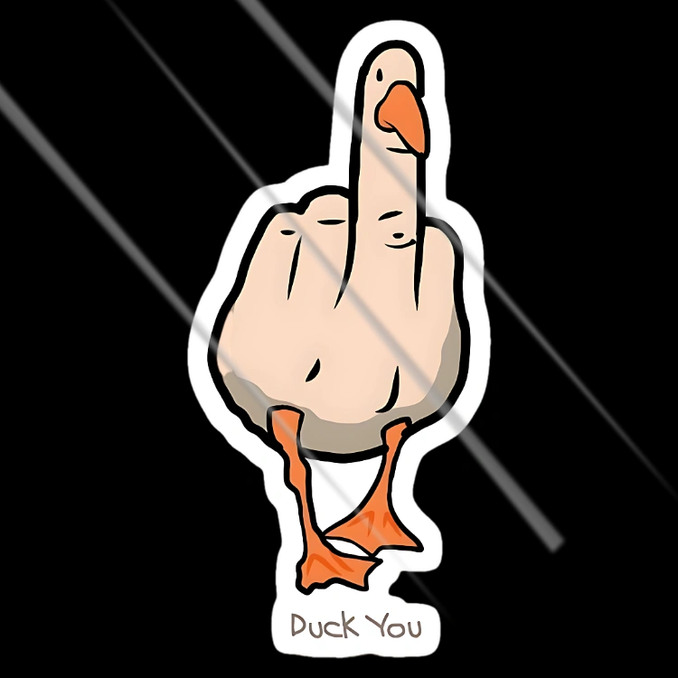 Duck You funny middle finger bird vinyl sticker for bikes, cars and laptops – Motohomies