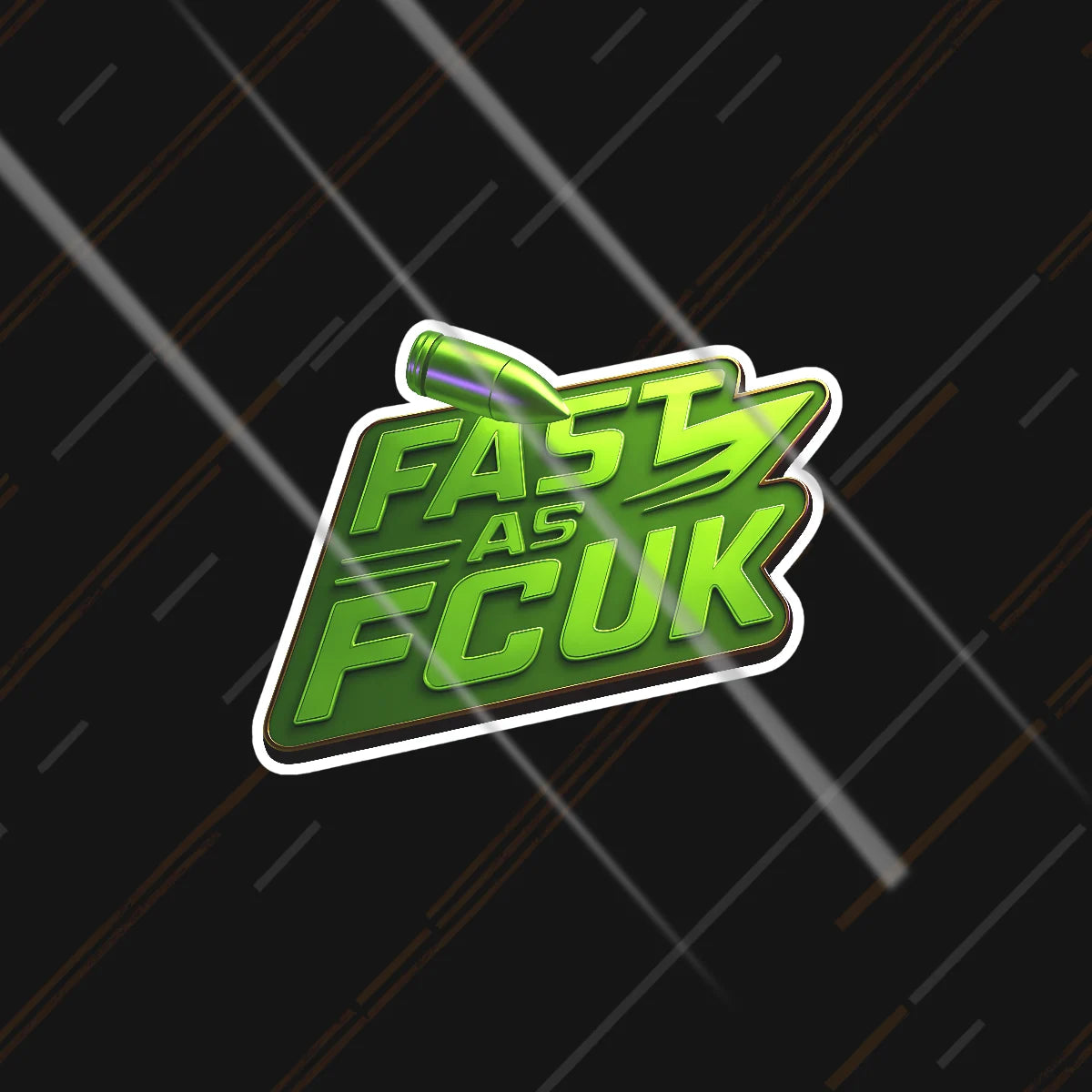 Fast As FCUK reflective sticker 3 inch glowing under headlights at night