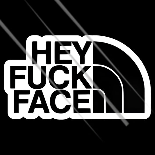 Hey Fuck Face funny meme vinyl sticker for bikes, cars and laptops – Motohomies