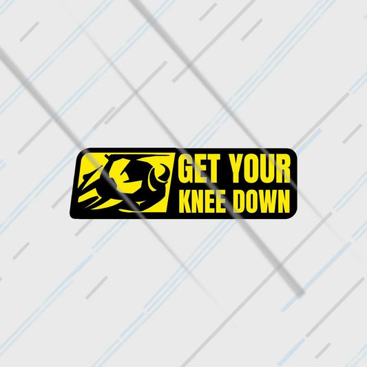 Get Your Knee Down reflective sticker 3 inch glowing under headlights at night