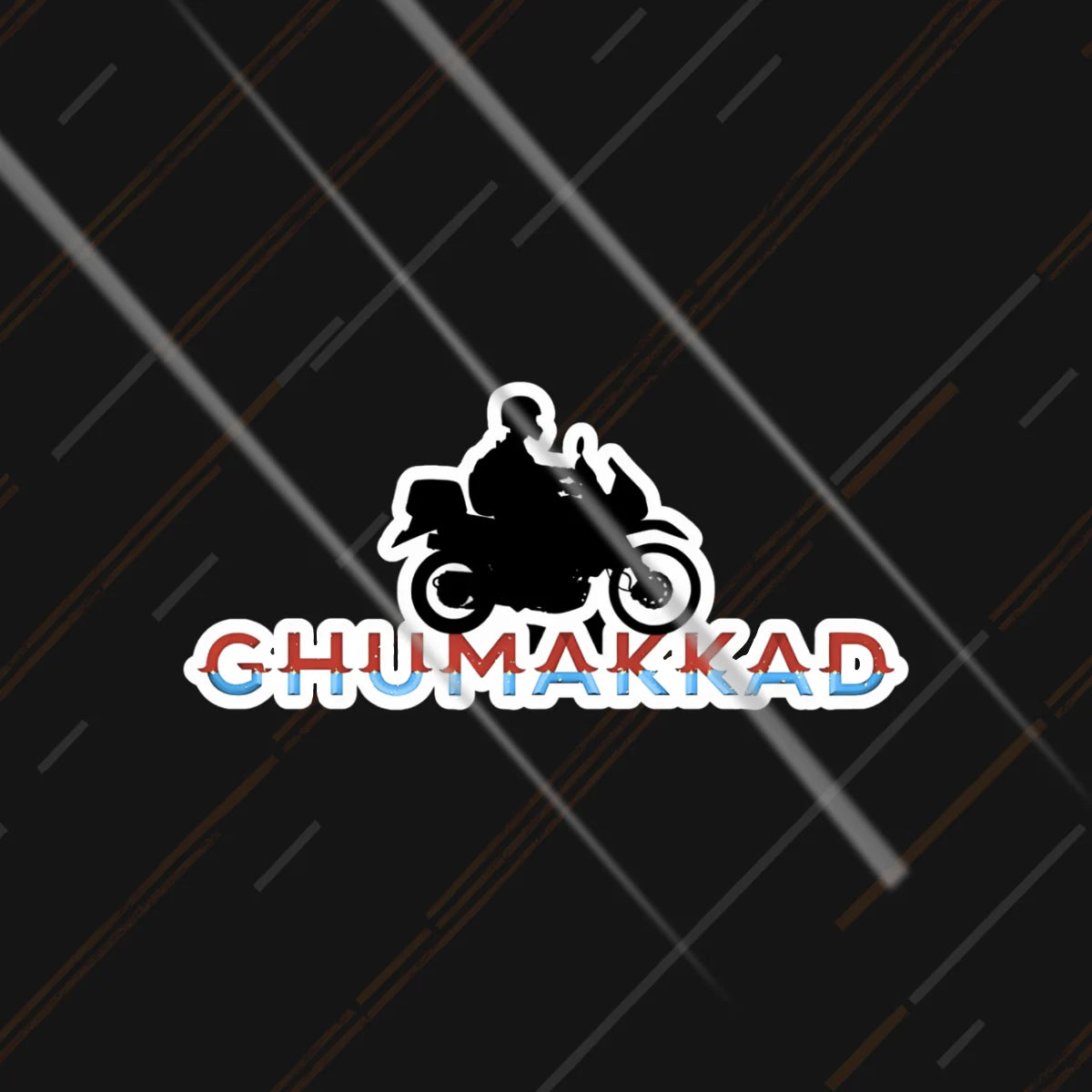 Ghumakkad घुमक्कड़ Hindi wanderer sticker 3 inch with wheelie rider in matte vinyl