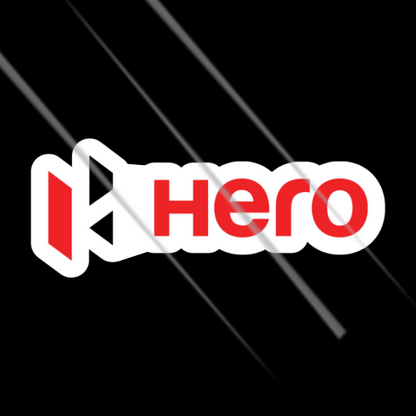 Hero logo waterproof vinyl sticker for bikes cars and helmets minimal branding decal Motohomies