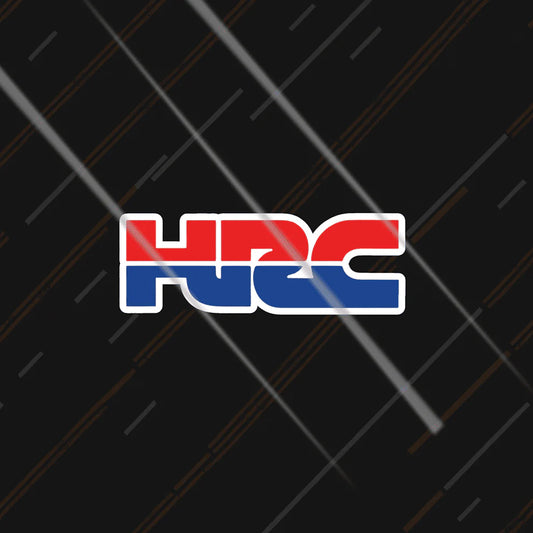 hrc racing sticker in red and blue for honda racing bike enthusiasts