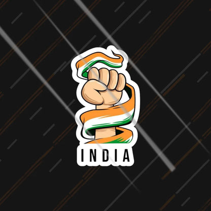 India raised fist tricolour reflective sticker 3 inch glowing at night