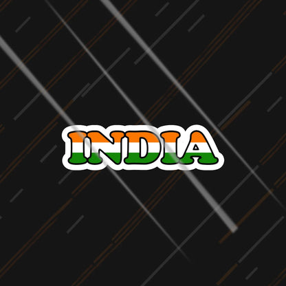 India text tricolour wordmark sticker 3 inch in matte vinyl