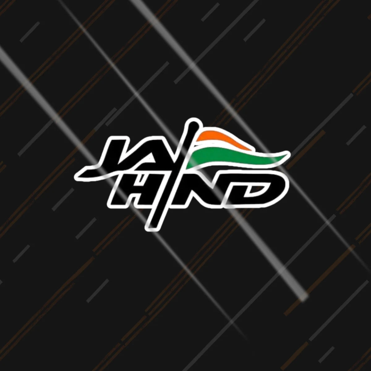 Jai Hind English wordmark reflective sticker 3 inch glowing at night