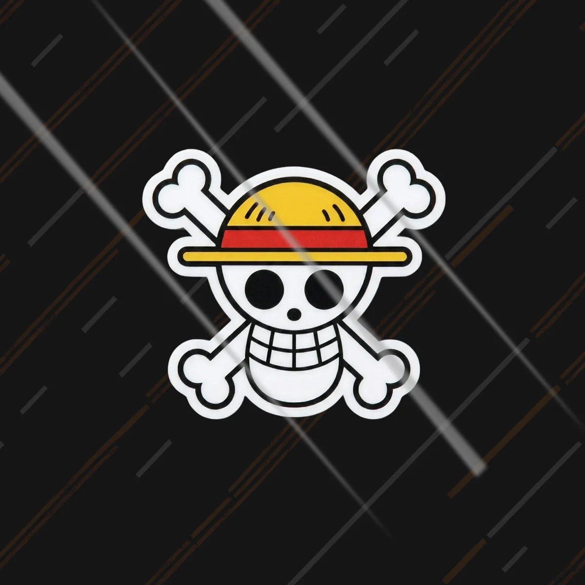 Jolly Roger One Piece Straw Hat Pirates skull sticker 3 inch in matte vinyl