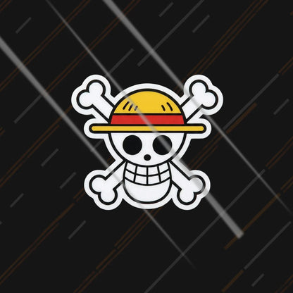 Jolly Roger One Piece Straw Hat Pirates skull sticker 3 inch in matte vinyl