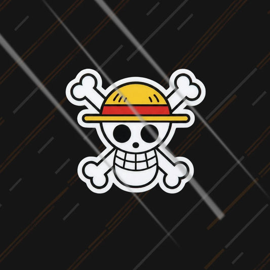 Jolly Roger One Piece reflective sticker 3 inch glowing under headlights at night