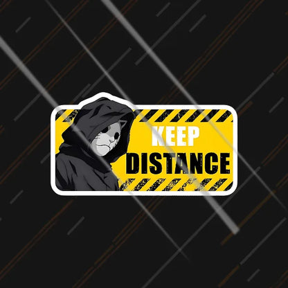 Keep Distance yellow warning sticker 3 inch in matte vinyl for bike rear