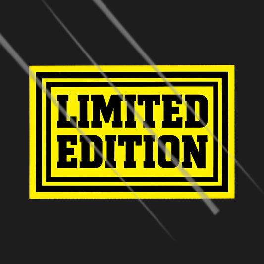 limited edition sticker in bold yellow and black design for cars and bikes