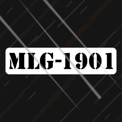 MLG-1901 stencil reflective sticker glowing under headlights on classic motorcycle
