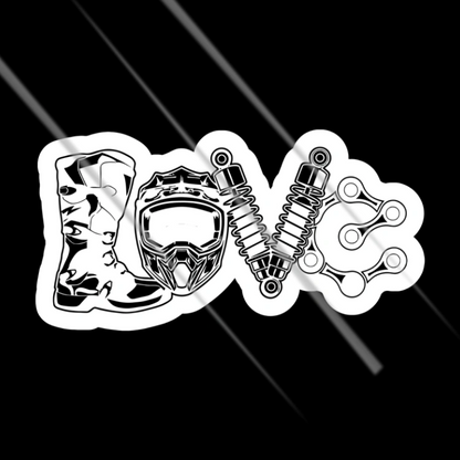 Motocross love rider gear vinyl sticker with boots, helmet and suspension for bikes and helmets – Motohomies