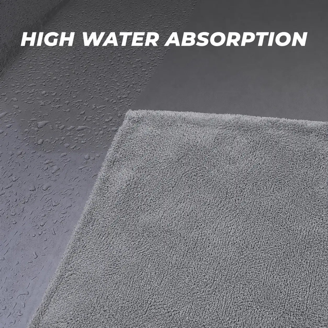 Grey microfiber cloth absorbing water off a wet car panel – Motohomies