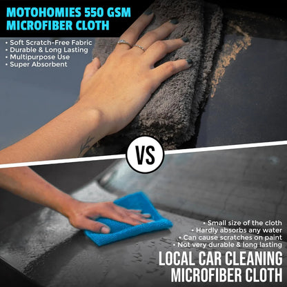 Motohomies 550 GSM microfiber cloth vs local cloth – softer, more absorbent, scratch-free