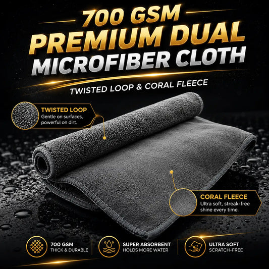 700 GSM dual-sided grey microfiber cloth – twisted-loop and coral-fleece sides – Motohomies