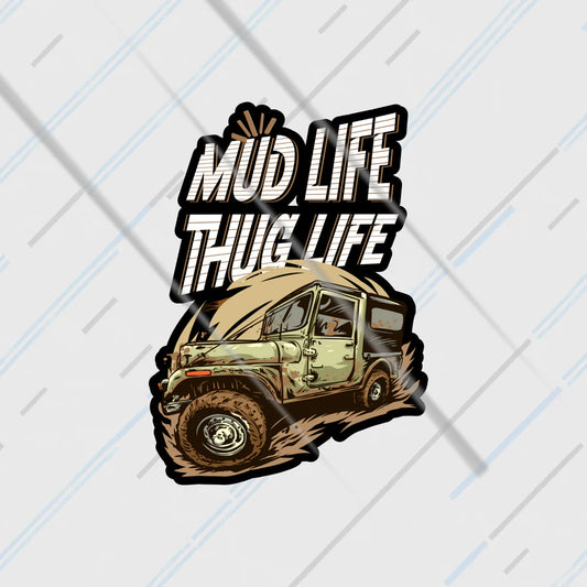 mud life thug life offroad sticker with jeep graphic for 4x4 and offroad enthusiasts