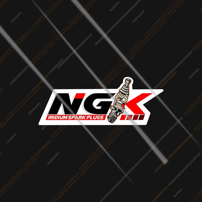 NGK Iridium spark plug with skull graphic sticker 3 inch matte vinyl