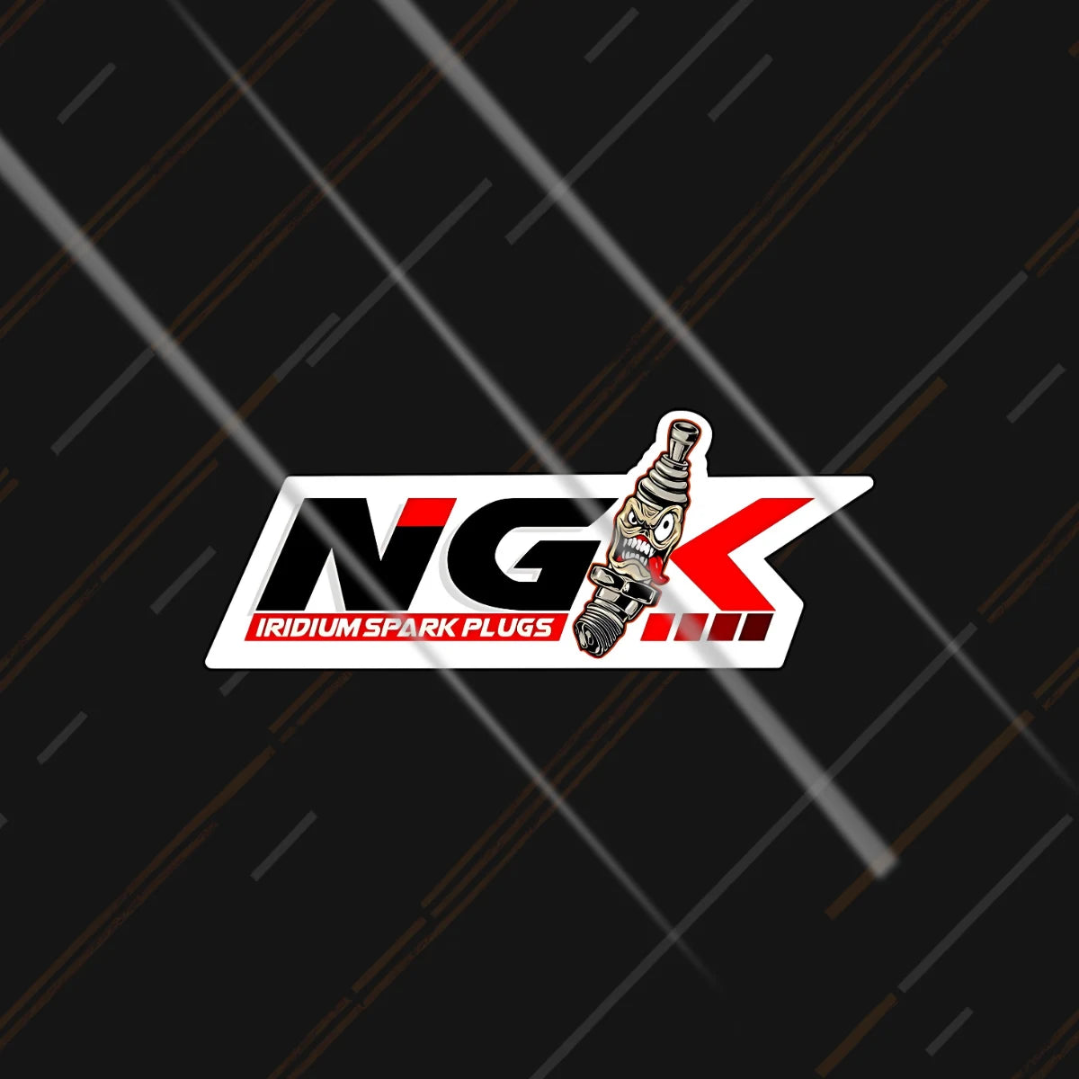 NGK spark plug reflective sticker 3 inch glowing at night