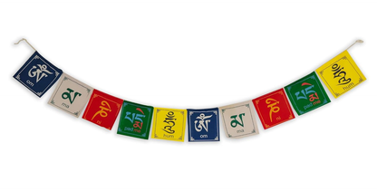 Om Mani Padme Hum multicolour velvet Buddhist prayer flag string