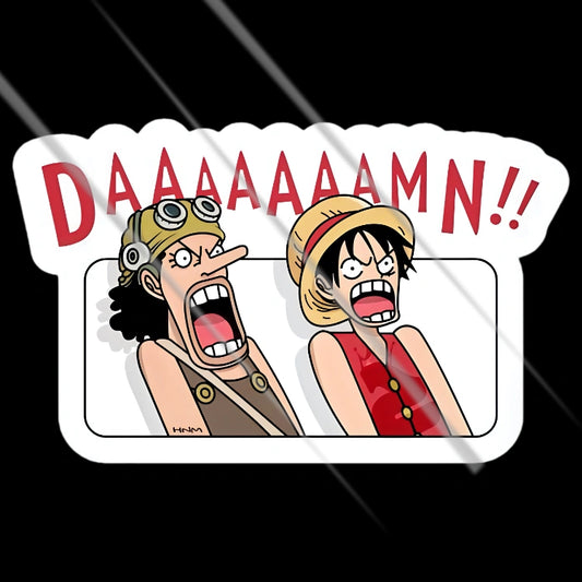 Funny one piece anime damn meme vinyl sticker for bikes, laptops and cars – Motohomies