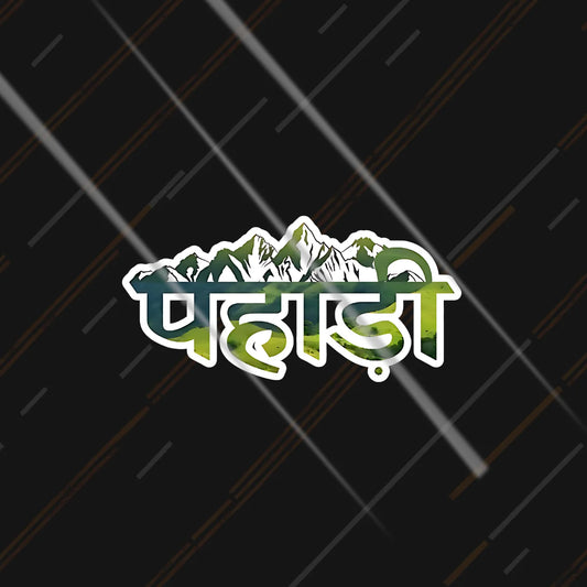 Pahadi Himalayan mountain pride reflective sticker 3 inch glowing under headlights at night