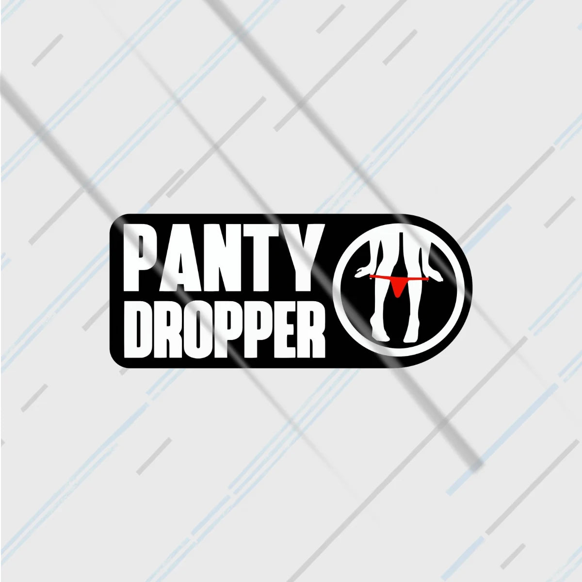 Panty Dropper funny biker reflective sticker 3 inch glowing under headlights at night