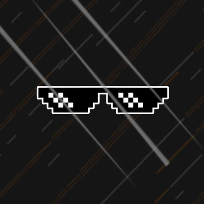 Pixel sunglasses Thug Life reflective sticker 4 inch glowing under headlights at night