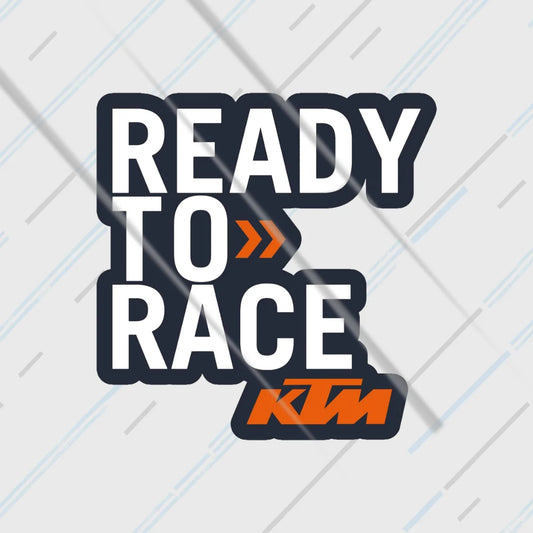 Ready To Race KTM reflective sticker 3 inch glowing under headlights at night