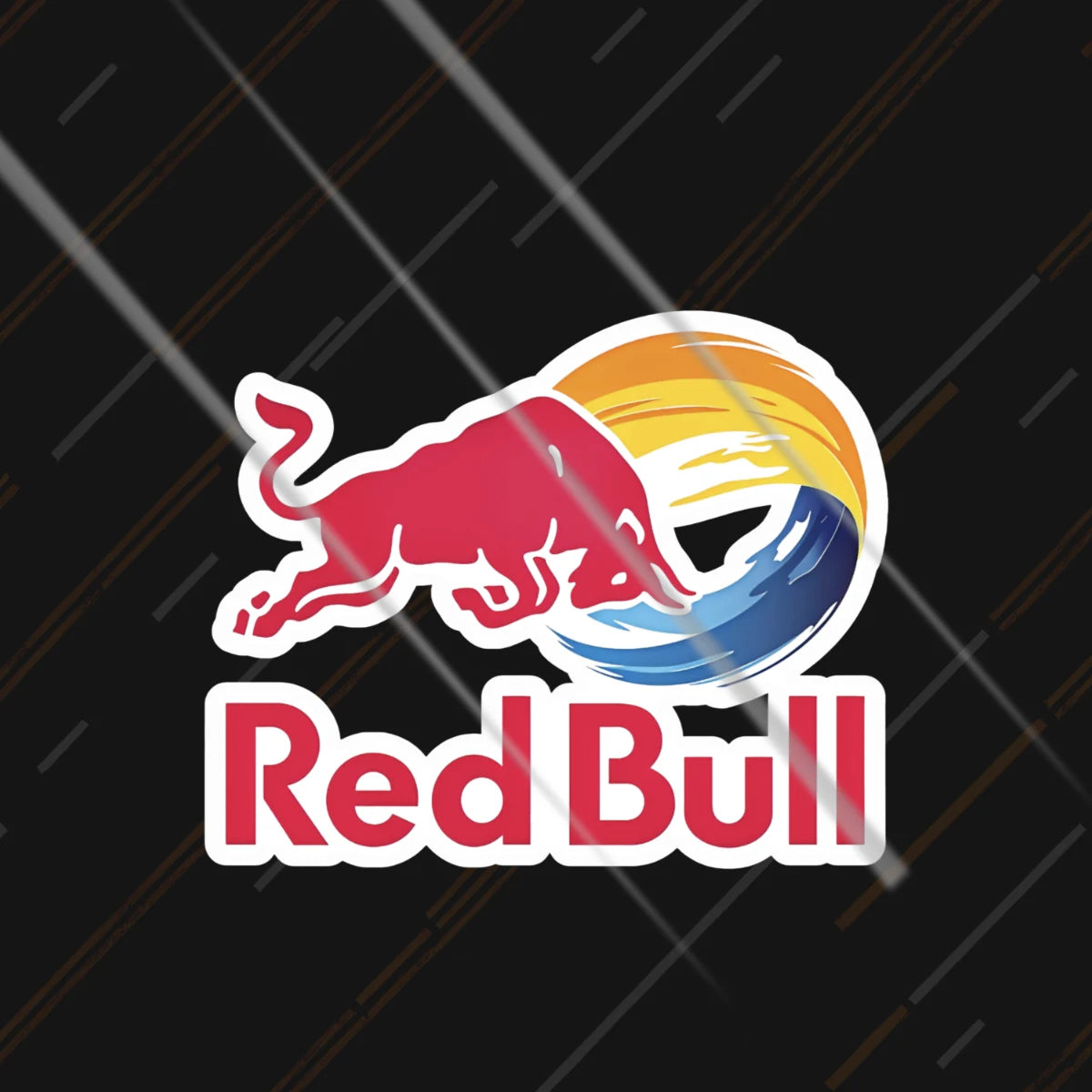 Red Bull colourful sunset gradient sticker 3 inch in matte vinyl for bike